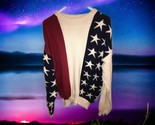 Vintage Mens Off White Knit LSleeve Sweater Red Blue Stars Stripes Knit ... - $48.02