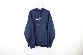 Vintage Nike Mens Large Travis Scott Big Swoosh Hoodie Sweatshirt Navy Blue - £55.35 GBP