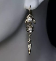 2Ct Round Lab Created Diamond Antique Style Drop Earrings 14K Yellow Gol... - $166.59