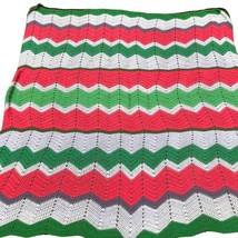 Vintage Colorful Chevron Stripes Afghan Throw, Hand Knitted or Crocheted - £83.83 GBP