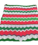 Vintage Colorful Chevron Stripes Afghan Throw, Hand Knitted or Crocheted - £83.69 GBP