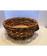 Vintage PYREX Round Wicker Basket Holder with Leather Handles 024.624.684 - $14.85