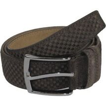 Men Genuine Basket weave Suede Soft Leather Belt PIERO ROSSI Turkey #1002 Brown image 3
