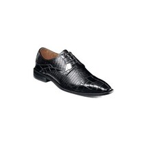 25630-001 Stacy Adams Tedesco Cap Toe Oxford Lizard Leather Dress Shoes Black image 4