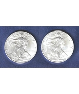 2 Coin Lot: 2001 - 1 Ounce American Eagle Silver Dollars - Uncirculated - $2 FV - $66.00