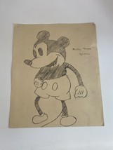 Antique 1930s Drawn Sketch Mickey Mouse Signed Disney American Folk Art - £79.61 GBP