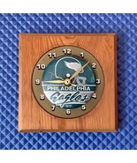 Vintage 1980s Philadelphia Eagles Wood and Pin Clock Works 6 in Tall x 6... - $47.75 CAD