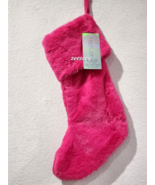 Christmas Rachel Zoe Mantel Pink Faux Fur Stocking 22&quot; Home Decor NEW - £31.89 GBP