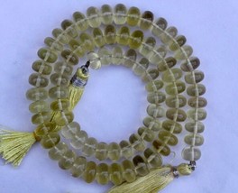 Natural 16 inch smooth lemon quartz rondelle beads gemstone, 8---10 mm,  natural - £41.90 GBP