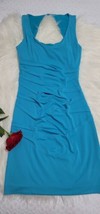 NICOLE MILLER Size 6 Sky Blue Ruffled Front Open Back Women&#39;s Cocktail Dress  - £27.86 GBP