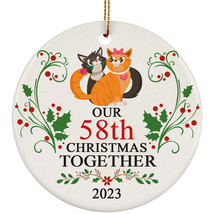Funny Couple Cat Ornament Gift Decor 58th Wedding Anniversary 58 Year Christmas - £11.82 GBP