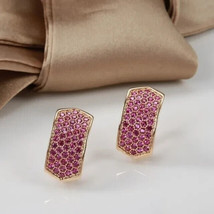 1.50Ct Round Cut Simulated Pink Sapphire Hoop Earrings 14K Yellow Gold Plated - £67.25 GBP