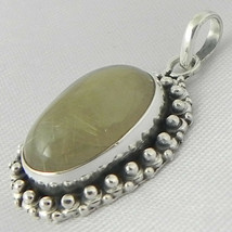925 Sterling Silver Rutile Quartz Handmade Necklace 18&quot; Chain Festive Gift P1901 - £24.30 GBP