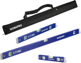 WORKPRO 3-Pieces Spirit Level Set (12&quot;, 20&quot;, 40&quot;) Heavy Duty with Carrying Bag - £69.53 GBP
