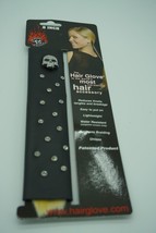 Hair Glove  - 8 Inch Black Leather Skull &amp; Rhinestone Ponytail Holder - $30.68