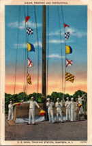 c1940s NY Postcard Sampson WWII US Navy Training Center Sailors Signal Practice - £9.68 GBP