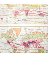 1916 World Map Temperatures January July Winter Summer Isothermic Lines ... - $365.38 MXN