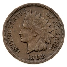 1908-S 1C Indian Cent in VF Condition, All Brown Color, Full LIBERTY - £135.77 GBP