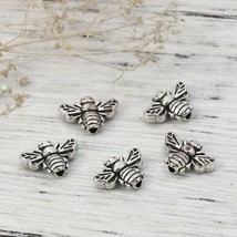 5 Bee Beads Spacer Beads Metal Antiqued Silver 13mm Findings Bumblebee S... - $33.64 MXN