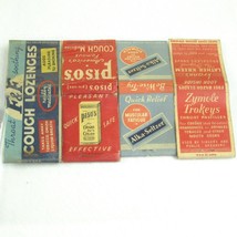 4 Vintage Matchbook Covers F&amp;F Cough, Piso&#39;s Cough, Alka-Seltzer, Zymole... - £15.65 GBP