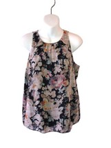 Philosophy Womens Top Tank Tunic Lined Floral Black V-Neck Sleeveless Si... - $16.70