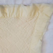 Vintage Light Pastel Yellow Quilted Baby Blanket Nylon Binding READ - £18.59 GBP