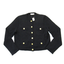 NWT J.Crew Cropped Lady Jacket in Black Textured Bouclé Knit Sweater S - £97.08 GBP