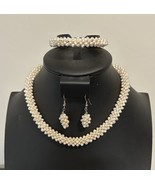 Vtg TENG YUE Pearl Choker Necklace, Bracelet &amp; Earring Set Beautiful - $1,130.65 MXN
