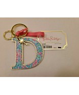 Lilly Pulitzer Printed Initial Keychain Letter D/Bag Charm Best Fishes New - $24.99