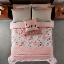 Fiori Flowers Decorative Reversible Comforter Set 6 Pcs King Size - £146.36 GBP