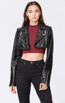 Women Leather Jacket Black Cropped Bolero Shrug Size XS S M L XL XXL Custom Made - £110.58 GBP