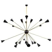 Stilnovo Sputnik Lamp Huge Italian Chandelier Premuim Black Iconic Light Fixture - £335.54 GBP