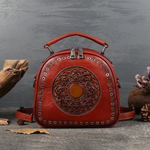 Retro Totem Women Bag New Genuine Leather Original Portable Handbag Natu... - $141.73