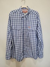 Simms Shirt Mens Large Blue Plaid Button Up Long Sleeve Zip Pocket Fishi... - £25.63 GBP