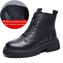 Fashion Women Martin Boots Autumn Winter Genuine Leather Thick Heel Platform War - £98.02 GBP