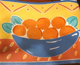 Wallpaper Border Fruit Bowl Art Orange Pears Clementine Blue Teal Wall 1... - $14.79