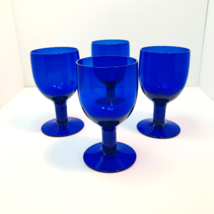 Beautiful Vintage Set of 4 Cobalt Blue Water/Ice Tea/Wine Stemware Glasses - £31.00 GBP