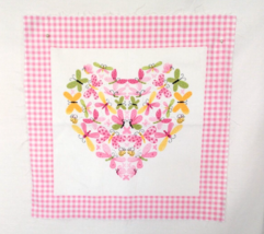 14 x 14 inch Fabric Panel Pink White Flowers Butterflies Heart World of Suzybee - £6.68 GBP