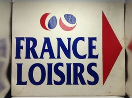 Sign France Loisirs Book Store Advertising Wood 2 Sided Red Blue 24x20 V... - $32.33