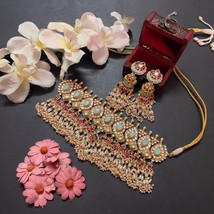 VeroniQ Trends-Elegant Bridal Necklace in Handmade Kundan With Turquoise Stones - £370.82 GBP