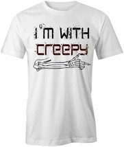 I&#39;m With Creepy T Shirt Tee Short-Sleeved Cotton Halloween Clothing S1WSA423 - £12.93 GBP+