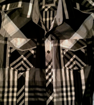 7 Diamond button close shirt size M men long sleeve, plaid, 100%cotton - £9.48 GBP