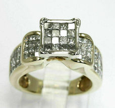 2.75 Carat Princess Cut Diamond Cluster Engagement Ring 14k Yellow Gold Over. - £73.04 GBP