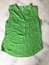 Old Navy Women Sz Large Sleeveless Bright Green Rayon Partial Button Fro... - £19.40 GBP