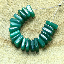 Green Onyx Smooth Square Flat Beads Briolette Natural Loose Gemstone Jewelry - £6.46 GBP