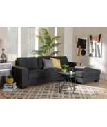 Dalinda Dark Gray Fabric Upholstered Sectional Sofa w/Right Facing Chaise - $20,509.58 MXN