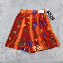 Justin B Jones Shorts Womens S Orange Paper Bag Casual Floral Pull On Polyester - £17.89 GBP