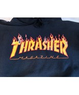 Vtg Thrasher magazine Hoodie M Skateboard Flames Pullover Sweater - $20.78 CAD