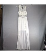 BCX Sheer Lace Overlay Off-White Dress Sz 3 Juniors Sleeveless Sequin Sp... - $514.50 MXN