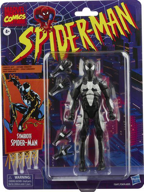  Marvel Legends Symbiote Spider-Man Action Figure 6 Inch Retro Collection Hasbro - $35.50